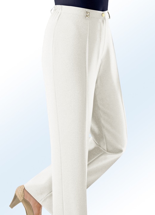 Hosen mit Knopf- und Reissverschluss - Hose mit weiterem Bundumfang in 9 Farben, in Größe 019 bis 245, in Farbe ECRU Ansicht 1