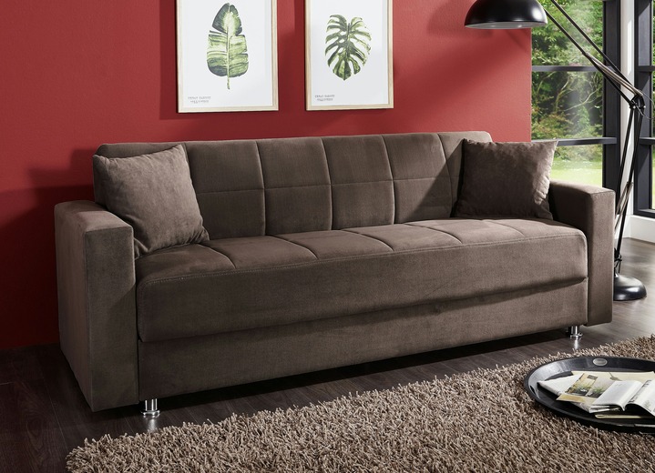 Bettsofas - Klick-Klack-Sofa mit Dekokissen, in Farbe DUNKELBRAUN Ansicht 1