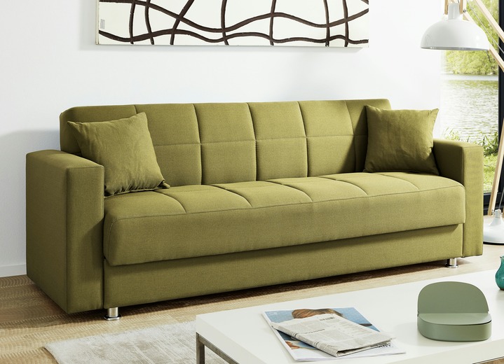 Bettsofas - Klick-Klack-Sofa mit Dekokissen, in Farbe GRÜN Ansicht 1