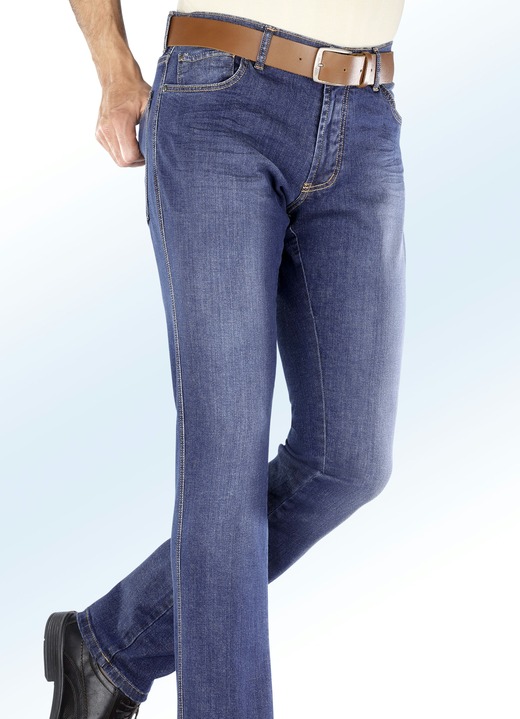 Jeans - «Francesco Botti»-Unterbauch-Jeans mit Dehnbund in 3 Farben, in Größe 024 bis 064, in Farbe JEANSBLAU Ansicht 1