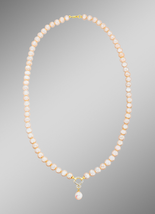 Halsketten - Halskette mit Süsswasser-Zuchtperlen und Weißtopas, in Farbe  Ansicht 1