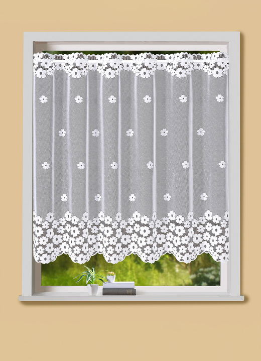 Kurzgardinen - Kleinfenster-Vorhang mit Stangendurchzug, in Größe 856 (H60xB103 cm) bis 898 (H120xB165 cm), in Farbe WEISS
