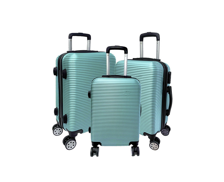Reisekoffer - Koffer-Set mit 4 Leichtlauf-Doppelrollen, in Farbe TÜRKIS Ansicht 1