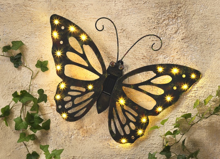 Gartenbeleuchtung - Wandbild «Solar-Schmetterling», in Farbe ANTIK-BRAUN