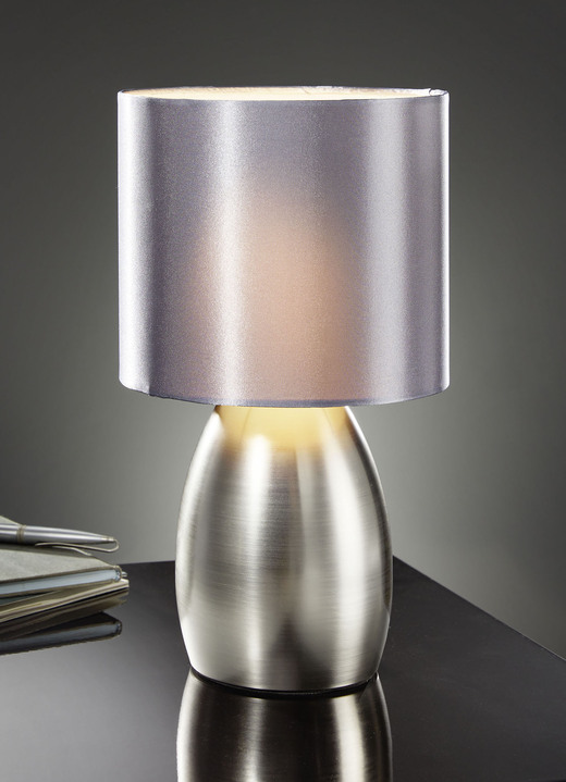 Tischlampe - Moderne Tischlampe mit Standfuss aus Metall, in Farbe STAHLGRAU Ansicht 1