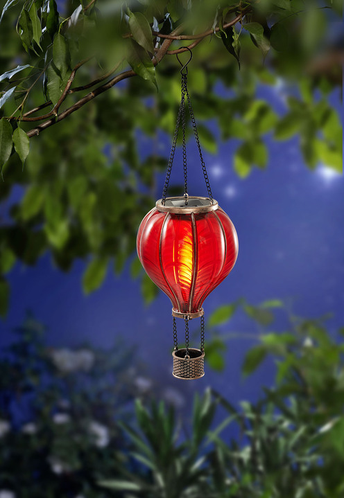 Gartenbeleuchtung - Solar-Heissluftballon mit Flackereffekt, in Farbe ROT