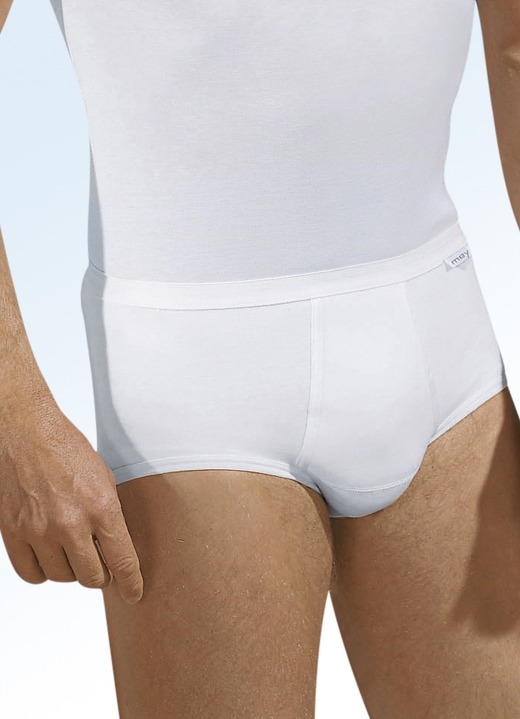 Slips & Unterhosen - Mey Noblesse Zweierpack Slips aus Feinripp mit Eingriff, weiß, in Größe 005 bis 009, in Farbe WEISS Ansicht 1