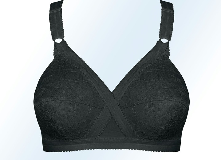 BH ohne Formbügel - Playtex BH in Zauberkreuz-Schnittform, in Größe 075 bis 100, in Cup D, in Farbe SCHWARZ, in Ausführung Einzeln Ansicht 1