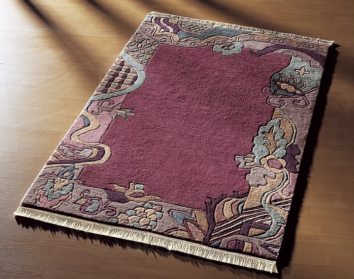 Klassisch - Brücken und Teppiche im Nepal-Stil, in Größe 011 (Brücke, ca.  60x 90 cm) bis 309 (Rundteppich, ca. Ø 200 cm), in Farbe AUBERGINE Ansicht 1