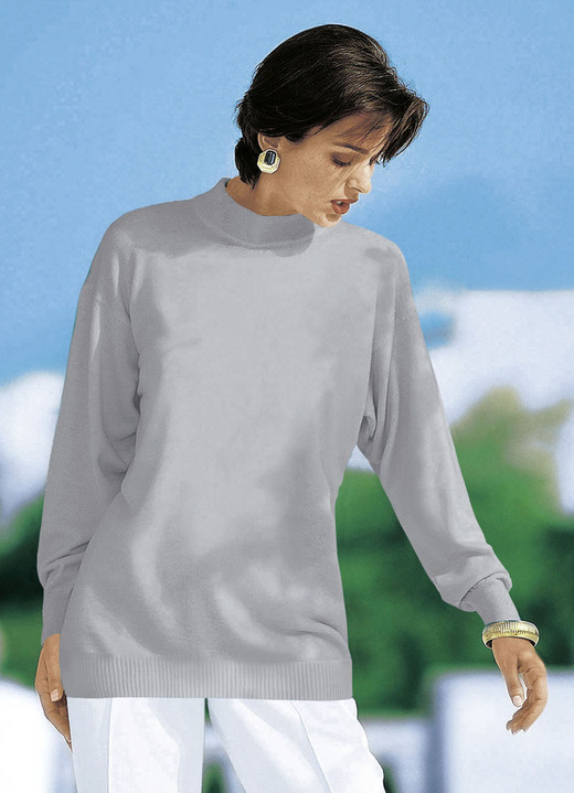 Langarm - Pullover in Feinstrick mit Schurwolle Langarm - Pullover in Feinstrick mit Schurwolle, in Größe 036 bis 050, in Farbe SILBERGRAU