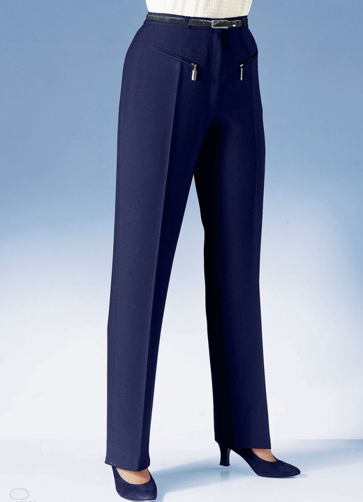 Hosen mit Knopf- und Reissverschluss - Hose mit paspelierten Reißverschluss-Taschen, in Größe 018 bis 088, in Farbe MARINE Ansicht 1