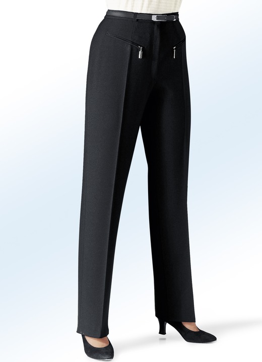 Hosen mit Knopf- und Reissverschluss - Hose mit paspelierten Reißverschluss-Taschen, in Größe 018 bis 088, in Farbe SCHWARZ Ansicht 1