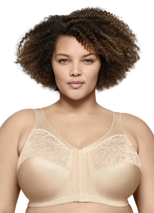 BH ohne Formbügel - Glamorise Stütz-BH mit Vorderverschluss, in Größe 085 bis 130, in Cup B, in Farbe BEIGE Ansicht 1