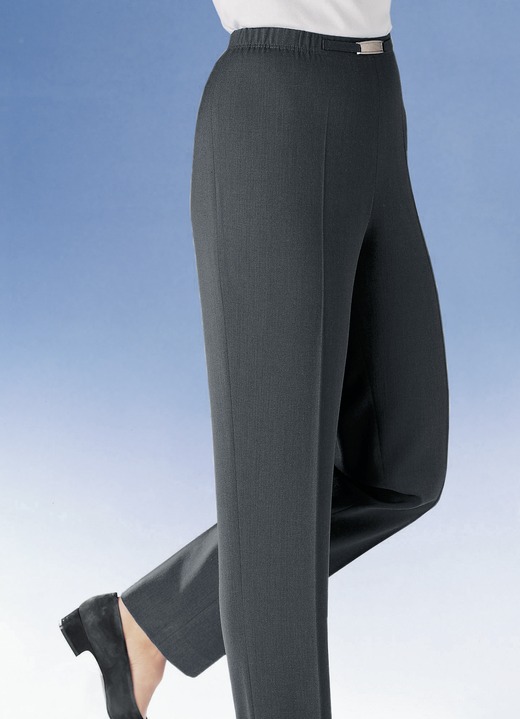 Hosen in Schlupfform - Hose mit Metallzier am Bund in 9 Farben, in Größe 018 bis 275, in Farbe ANTHRAZIT MEL. Ansicht 1