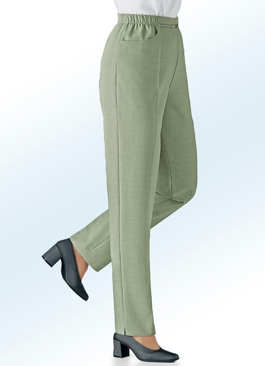 Hosen mit Knopf- und Reissverschluss - Hose in Schlupfform in 10 Farben, in Größe 019 bis 235, in Farbe SCHILF MELIERT Ansicht 1
