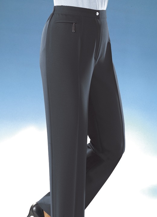 Hosen mit Knopf- und Reissverschluss - Komforthose mit 4 cm weiterem Bundumfang in 9 Farben, in Größe 019 bis 054, in Farbe DUNKELGRAU Ansicht 1