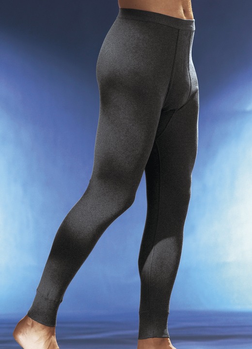 - Permatherm Zweierpack Unterhosen, lang, uni, Winterwäsche, in Farbe 1X ANTHRAZIT MELIERT, 1X JEANSBLAU MELIERT