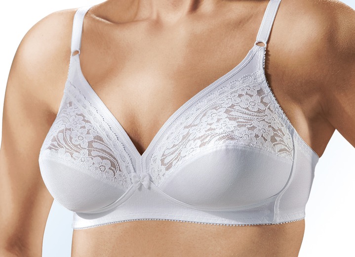 BH ohne Formbügel - Triumph Zweierpack BH mit Baumwollspitze, in Größe 075 bis 100, in Cup D, in Farbe 1X HAUT, 1X WEISS Ansicht 1