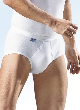 Schiesser Dreierpack Slips aus Doppelripp mit Eingriff, weiss