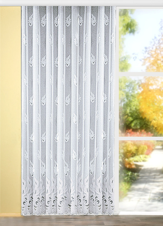 Klassisch - Dekorativer Langvorhang mit Universalschienenband, in Größe 217 (H220xB300 cm) bis 259 (H240xB750 cm), in Farbe WEISS Ansicht 1