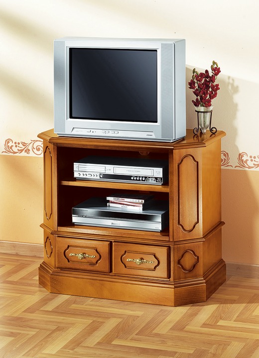 Stilmöbel - TV-Phonokommode mit goldfarbenen Metallgriffen, in Farbe KIRSCHBAUM Ansicht 1