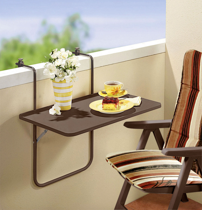 Gartenmöbel - Balkon-Hängetisch mit Tischplatte aus Holz, in Farbe BRAUN Ansicht 1