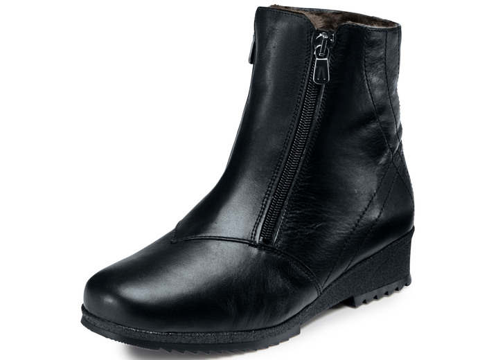 Stiefel & Stiefeletten - Stiefelette mit zwei seitlichen Reissverschlüssen, in Größe 036 bis 042, in Farbe SCHWARZ Ansicht 1
