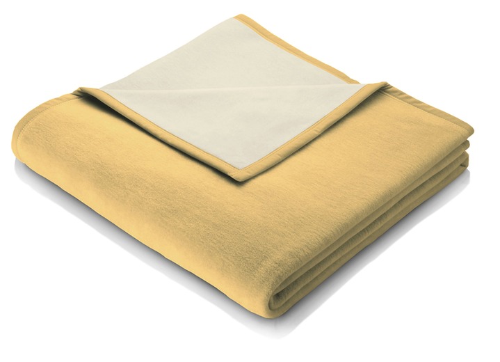 Decken - Schlafdecke von Borbo mit Veloursbandeinfassung, in Größe 225 (150x200 cm) bis 295 (220x240 cm), in Farbe GOLD Ansicht 1