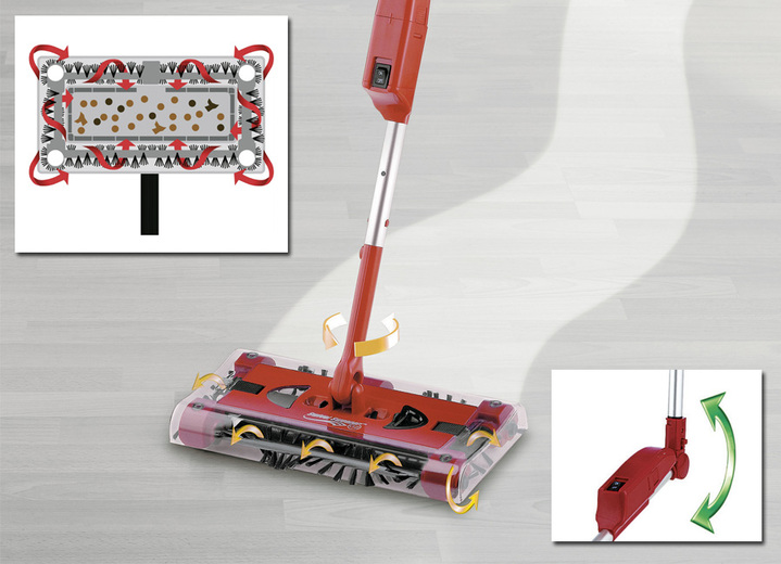 Reinigungsgeräte - Swivel Sweeper Akku-Besen mit Power-Akku, in Farbe ROT Ansicht 1