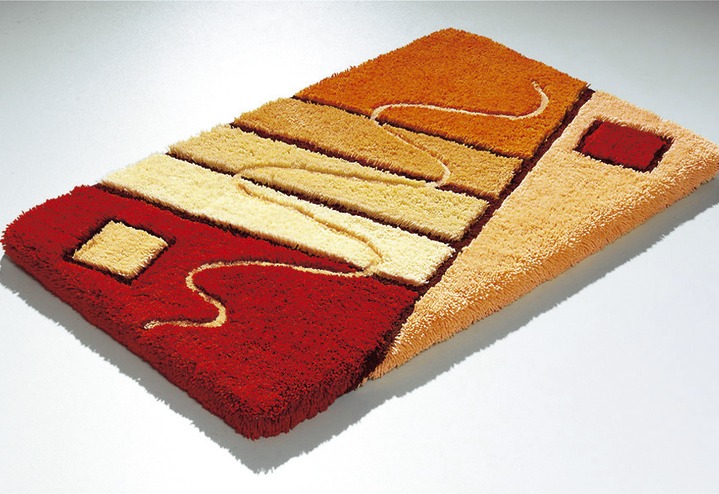 Badgarnituren - «Glenette» Badgarnitur in verschiedenen Farben, in Größe 100 (Vorleger halbrund, 50x 80 cm) bis 112 (WC-Deckelbezug, 47x50 cm, mit Kordel), in Farbe ORANGE Ansicht 1
