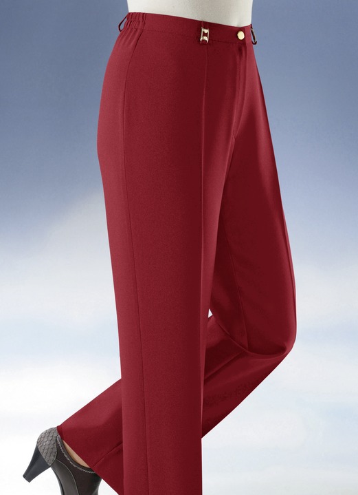 Hosen mit Knopf- und Reissverschluss - Hose mit weiterem Bundumfang in 9 Farben, in Größe 019 bis 245, in Farbe ROT Ansicht 1