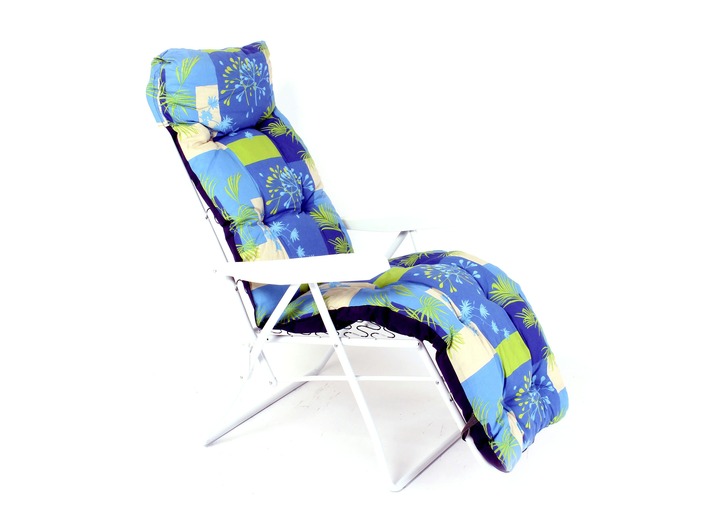 Gartenmöbel - Gartenmöbel mit lackiertem Stahlrohrgestell und Federbespannung, in Farbe BLAU, in Ausführung Relax-Sessel mit Auflage Ansicht 1