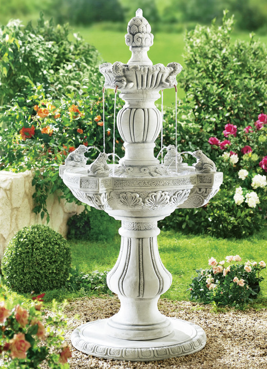 Gartendekoration - Aussenbrunnen aus echtem Steinguss, in Farbe STEINGRAU Ansicht 1