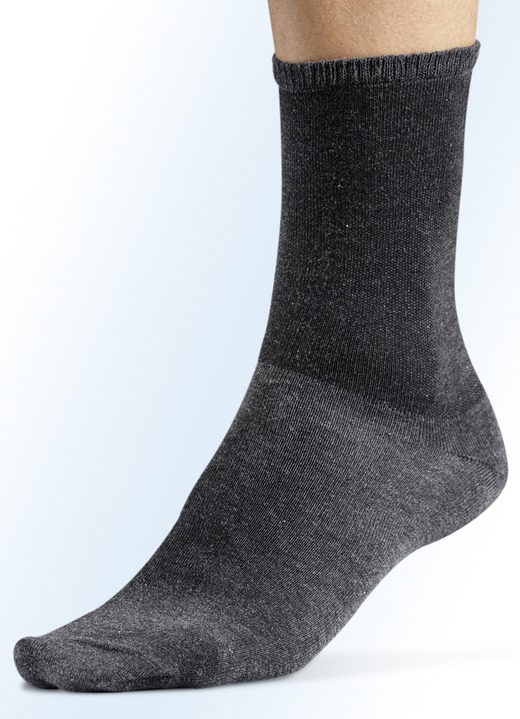 Strümpfe - Sechserpack Socken, uni, in Größe 001 (Schuhgrösse 39-42) bis 002 (Schuhgröße 43-46), in Farbe 2X ANTHRAZIT MELIERT, 2X SCHWARZ, 2X MARINE Ansicht 1