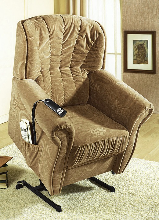 Klassische Möbel - TV-Sessel mit weicher Federkernpolsterung, in Farbe CAPPUCCINO, in Ausführung mit Motor
