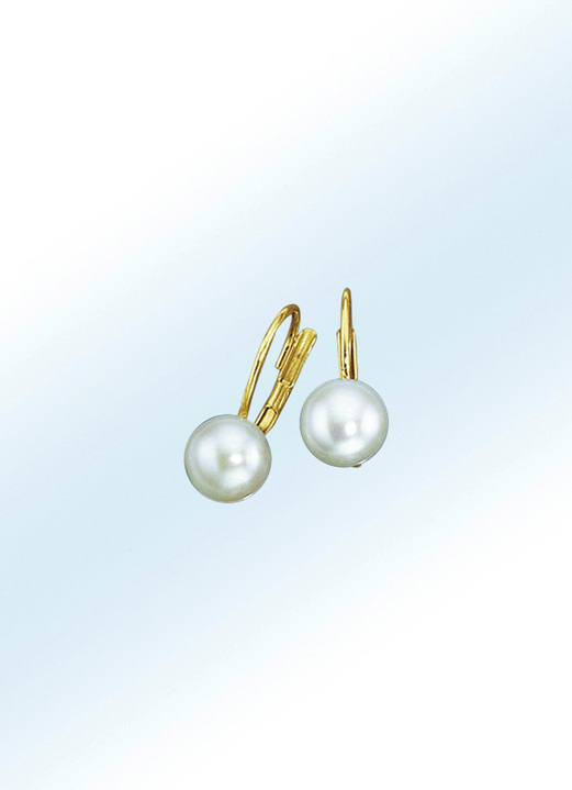 Ohrschmuck - Ohrringe mit Süsswasser-Zuchtperlen, in Farbe , in Ausführung Perlen-Ø 6,5 mm Ansicht 1