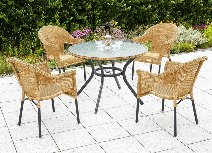 Garten - «Ravenna »Gartenmöbel, Set 5 teilig in verschiedenen Ausführungen, in Farbe NATUR, in Ausführung Sparset mit rundem Tisch Ansicht 1