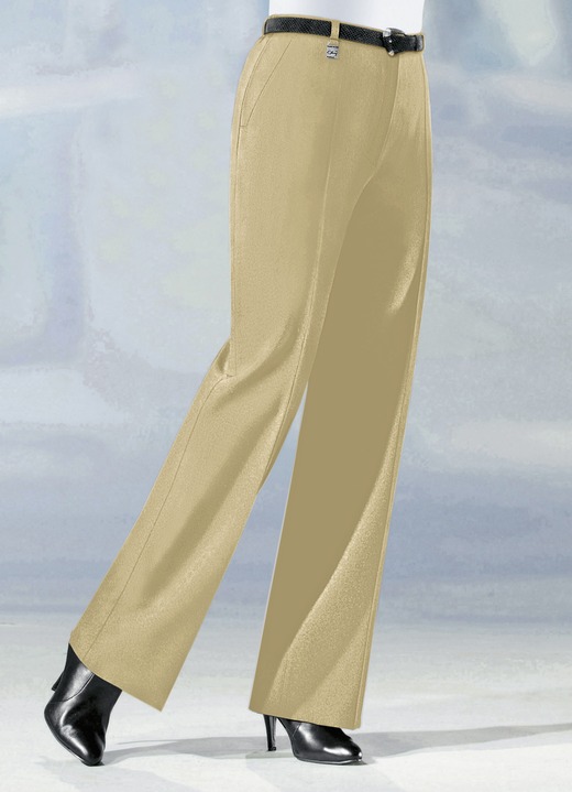 Hosen mit Knopf- und Reissverschluss - Hose in angesagter Marlene-Form, in Größe 019 bis 096, in Farbe CAMEL Ansicht 1