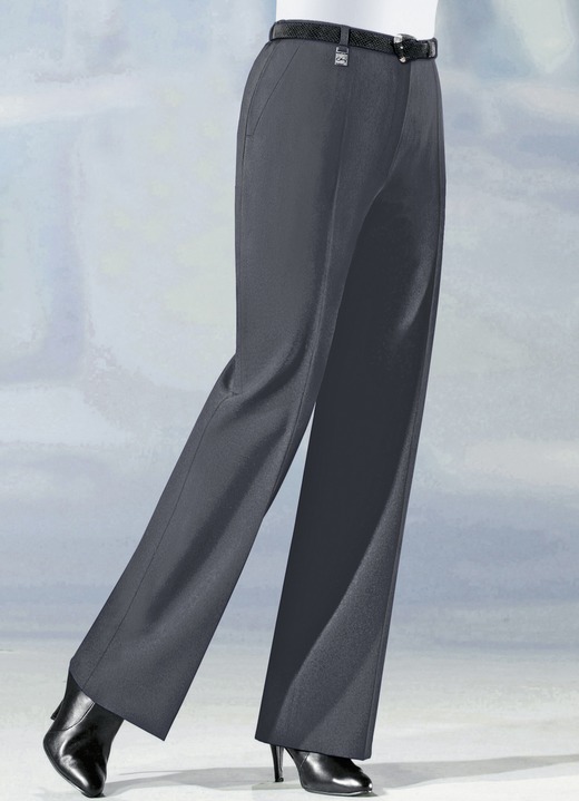 Hosen mit Knopf- und Reissverschluss - Hose in angesagter Marlene-Form in 6 Farben, in Größe 019 bis 096, in Farbe DUNKELGRAU Ansicht 1