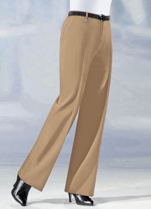 Hosen mit Knopf- und Reissverschluss - Hose in angesagter Marlene-Form in 6 Farben Hosen mit Knopf- und Reissverschluss - Hose in angesagter Marlene-Form in 6 Farben, in Größe 019 bis 096, in Farbe KARAMELL