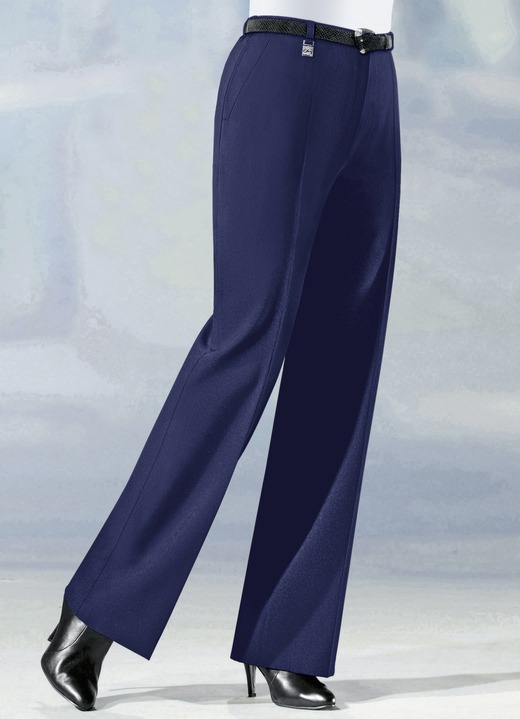 Hosen mit Knopf- und Reissverschluss - Hose in angesagter Marlene-Form in 6 Farben Hosen mit Knopf- und Reissverschluss - Hose in angesagter Marlene-Form in 6 Farben, in Größe 019 bis 096, in Farbe MARINE
