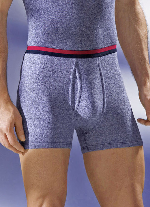 Slips & Unterhosen - Zweierpack Unterhosen, kurz aus Feinripp, Thermowäsche, in Größe 004 bis 009, in Farbe 2X JEANSBLAU MELIERT Ansicht 1