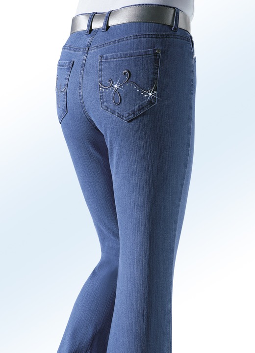 Jeans - Jeans verziert mit funkelnden Strasssteinen Jeans - Jeans verziert mit funkelnden Strasssteinen, in Größe 018 bis 088, in Farbe JEANSBLAU