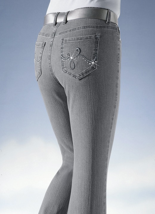 Jeans - Jeans verziert mit funkelnden Strasssteinen Jeans - Jeans verziert mit funkelnden Strasssteinen, in Größe 018 bis 088, in Farbe HELLGRAU