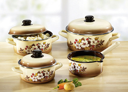 Topf-Set, 7-teilig aus Stahl-Emaille