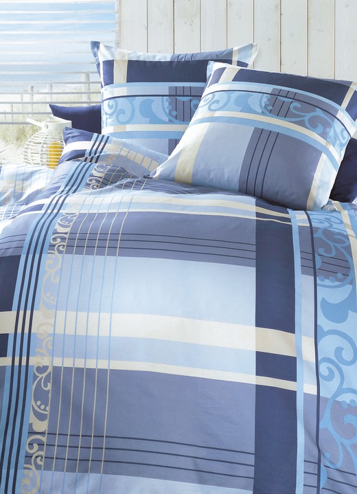 Bettwäschegarnituren - «Dormisette» Bettwäsche-Garnitur, verschiedene Farben und Qualitäten, in Größe 112 (80/80 cm + 135/200 cm) bis 115 (80/80 cm + 155/220 cm), in Farbe BLAU Ansicht 1