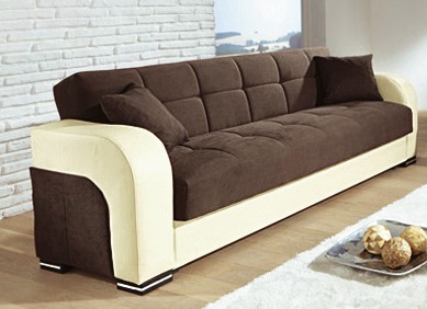Polstergruppen - Funktions-Polstermöbel aus hochwertigem Kunstleder, in Farbe BEIGE-DUNKELBRAUN, in Ausführung Dreisitzer Ansicht 1