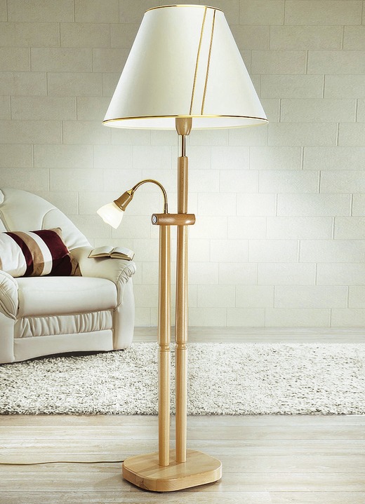 Klassische Möbel - Stehlampe mit Leselampe, in Farbe BUCHE Ansicht 1