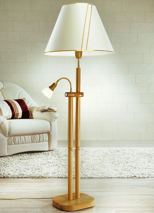 Klassische Möbel - Stehlampe mit Leselampe, in Farbe EICHE Ansicht 1