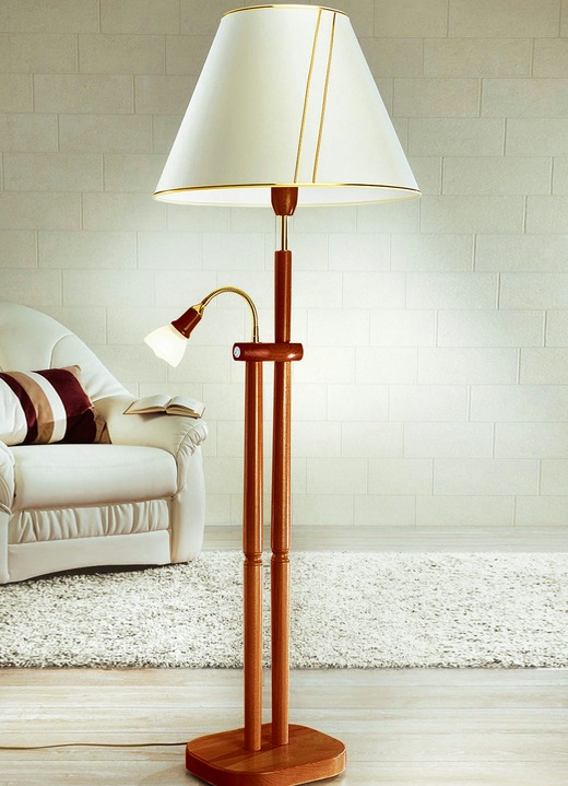 Klassische Möbel - Stehlampe mit Leselampe, in Farbe KIRSCHBAUM Ansicht 1